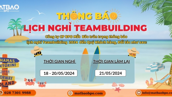 THÔNG BÁO LỊCH NGHỈ TEAMBUILDING 2024 